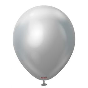 12 inch Kalisan Silver Mirror Chrome Latex Balloons - 50 ct