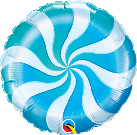 Qualatex 18 inch Foil Mylar Blue Candy Swirl Round Balloon