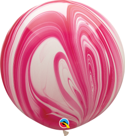 Qualatex Red & White Super Agate 30 inch Latex Balloon - 2 count