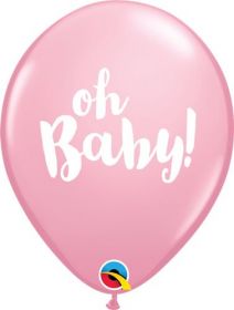 11 inch Qualatex Oh Baby Pink Latex Balloons - 50 count