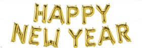 16 inch Gold Happy New Year Letter Balloon Kit - AIR FILL