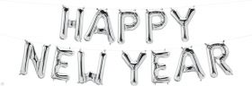 16 inch Silver Happy New Year Letter Balloon Kit - AIR FILL
