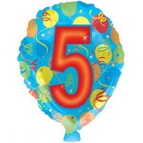 18 inch Foiltex Latex Shape Foil #5 Birthday Balloon - Flat