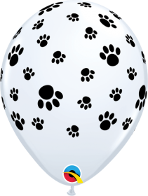 11 inch Qualatex Paw Prints All Around Latex Balloons - 50 count