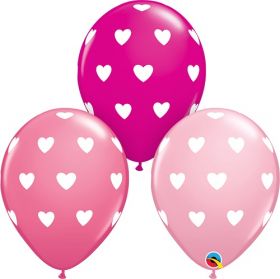 11 inch Qualatex Valentine's Big Hearts Assorted Latex Balloons- 50 count