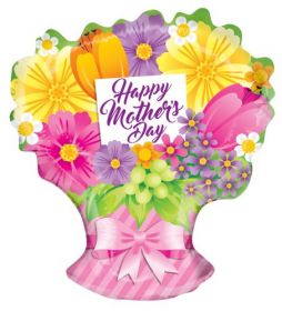 18 inch Kaleidoscope Happy Mother's Day Spring Flowers Bouquet Shape Gellibean Balloon - Flat