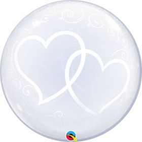 24 inch Qualatex Entwined Hearts Bubble Balloon