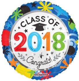 18 inch Class of 2018 Congrats Circle Foil Balloon