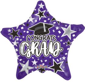 18 inch Congrats GRAD Star Foil Balloon - Purple