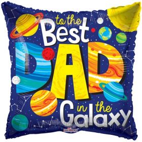 18 inch Best Dad in the Galaxy Foil Mylar Square Shape Balloon