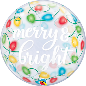 22 inch Qualatex Merry & Bright Christmas Lights Bubble Balloon