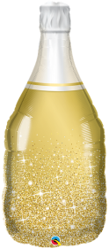 39 inch Qualatex Golden Bubbly Wine Bottle Foil Balloon - Packaged