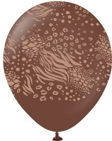 12 inch Kalisan Safari Mutant Printed Latex Balloons - Chocolate Brown - 25ct