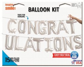 16 inch Silver CONGRATULATIONS Letter Balloon Kit - AIR FILL