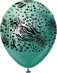 12 inch Kalisan Safari Mutant Printed Latex Balloons - Mirror Green - 25ct
