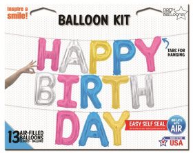 16 inch Multi Color HAPPY BIRTHDAY Letter Balloon Kit - AIR FILL