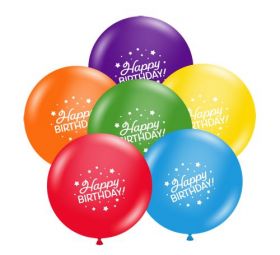 11 inch Tuf-Tex Fun Mix Happy Birthday 2 Sided Latex Balloons - 100 count