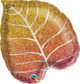 21 inch Qualatex Fall Ombre Leaf Shape Foil Mylar - Pkg