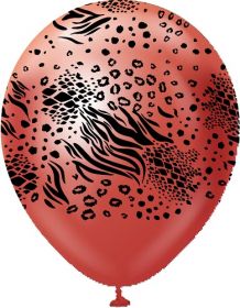 12 inch Kalisan Safari Mutant Printed Latex Balloons - Mirror Red - 25ct