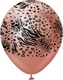 12 inch Kalisan Safari Mutant Printed Latex Balloons - Mirror Rose Gold - 25ct