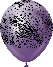 12 inch Kalisan Safari Mutant Printed Latex Balloons - Mirror Violet - 25ct