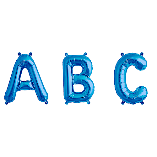 16 inch Blue Foil Mylar Number, Letter & Symbol Balloons