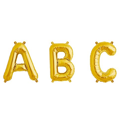 16 inch Gold Foil Mylar Number, Letter & Symbol Balloons