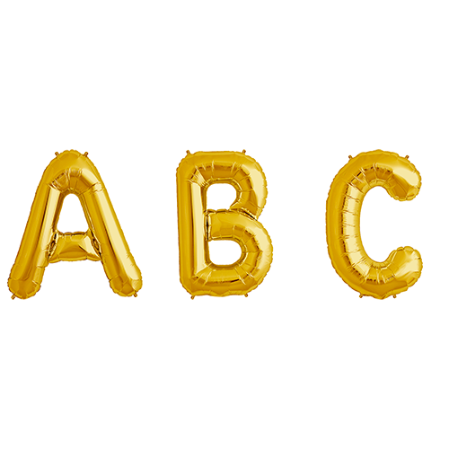 34 inch Gold Foil Mylar Number, Letter & Symbol Balloons