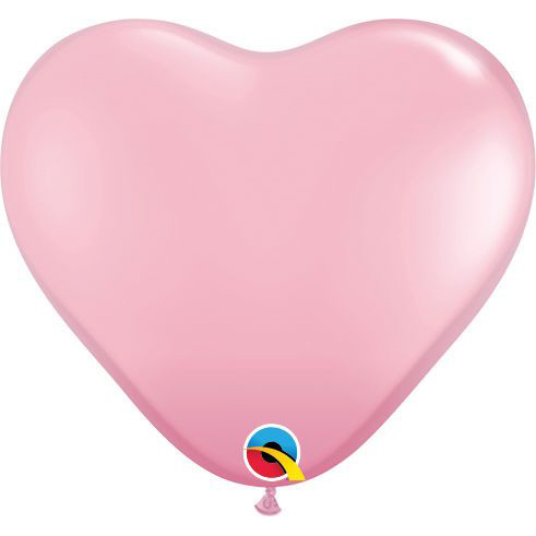 11 inch Qualatex Pink Heart Shape Latex Balloons - 100 count