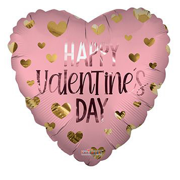 18 inch Happy Valentines Day Hearts Matte Foil Balloon - flat